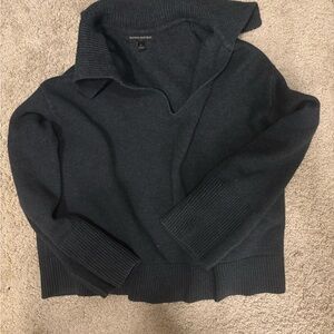 Banana Republic Black Collared V-Neck Sweater